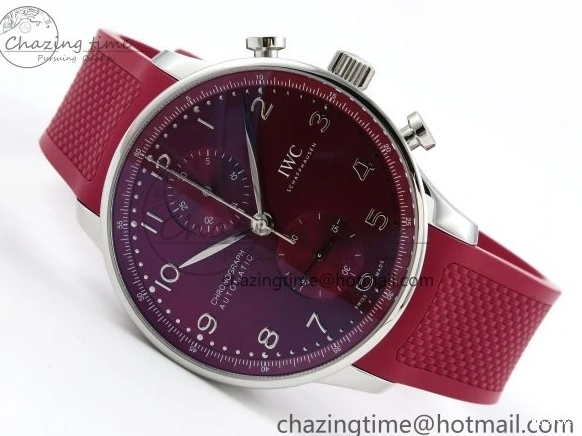 MIROTIME 0311 Reliable Portuguese Chrono IW3716 Z+F 1:1 Best Edition Red Dial on Red Rubber Strap A 7015